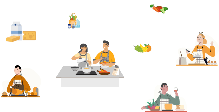 People cooking illustration