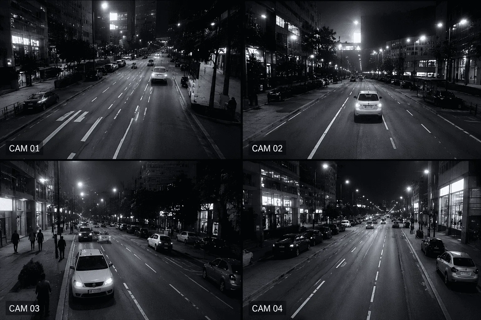 Four-camera CCTV grid